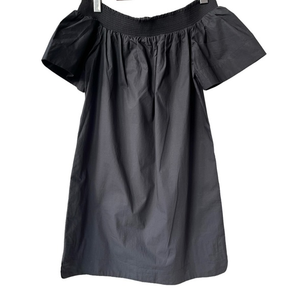 NWT J. Crew Off the Shoulder Black Cotton Poplin Dress - Picture 2 of 8